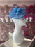 Sky Blue Round Fascinator With Spiral loops & Feather Flowers-Fascinators Direct