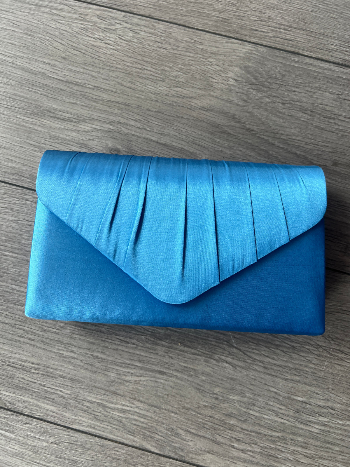 Sky Blue Satin Envelope Clutch Bag-Fascinators Direct