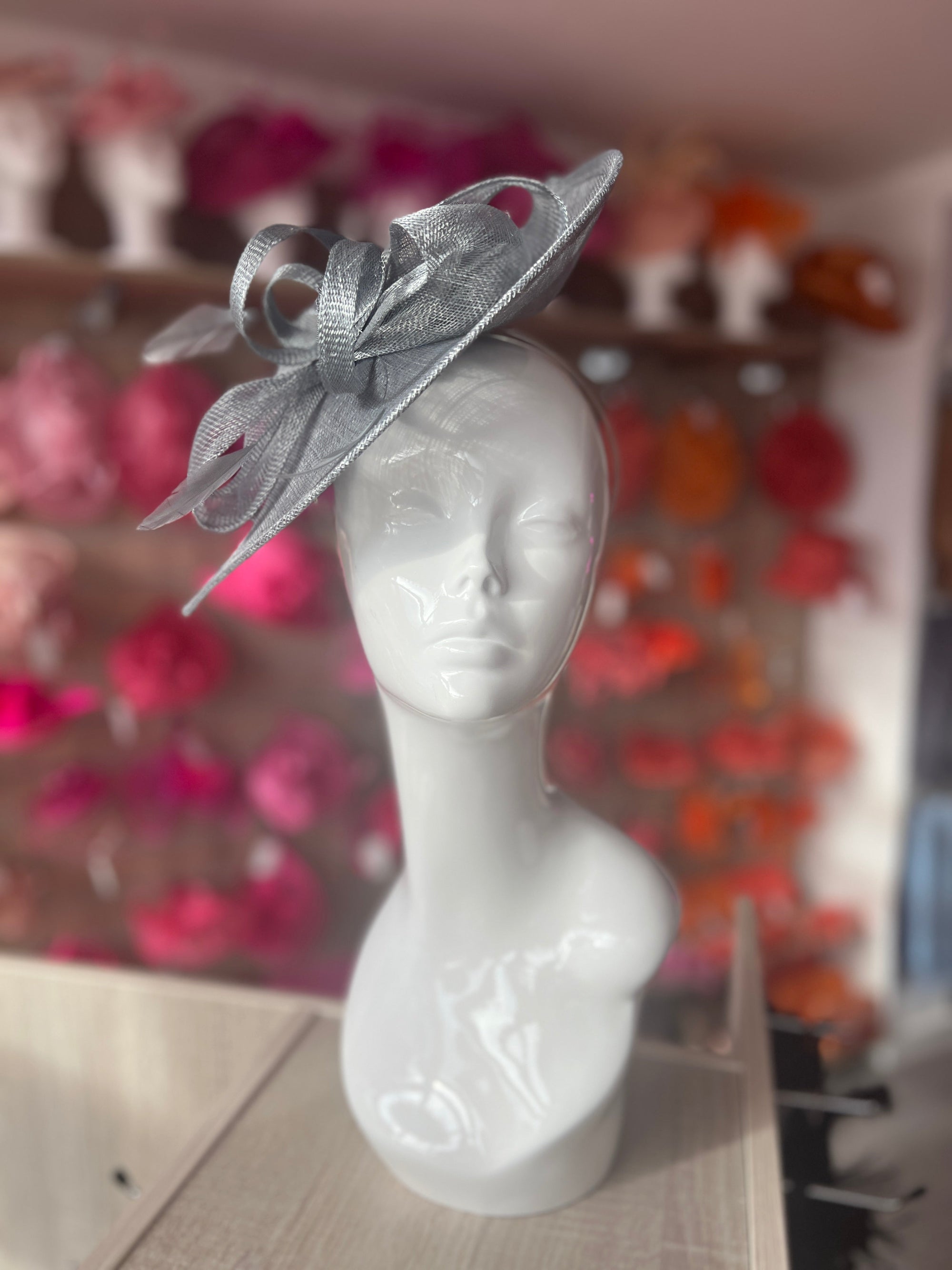 Slate Disc Fascinator with Decorative Bow-Fascinators Direct