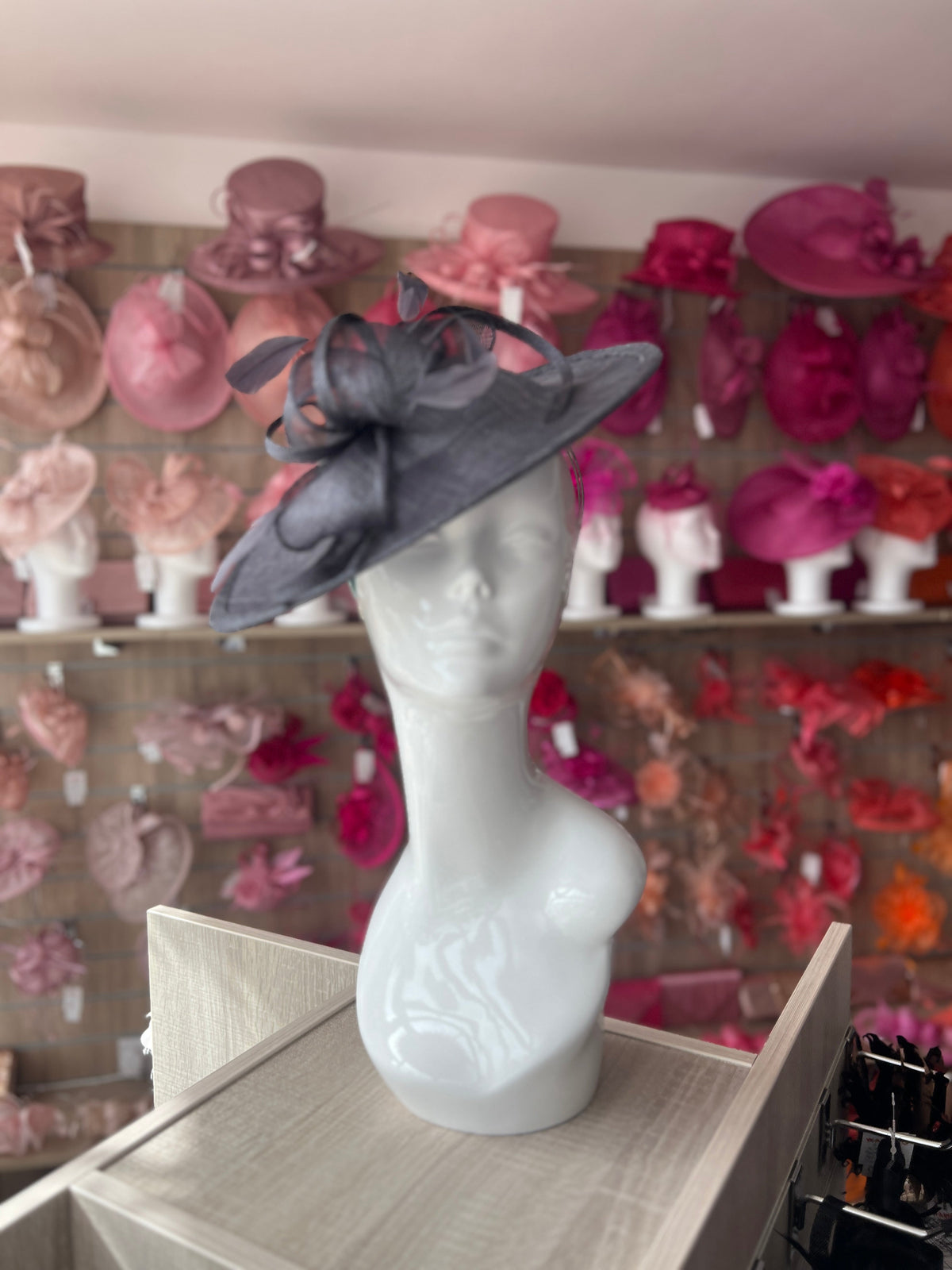 Slate Teardrop Disc Fascinator-Fascinators Direct