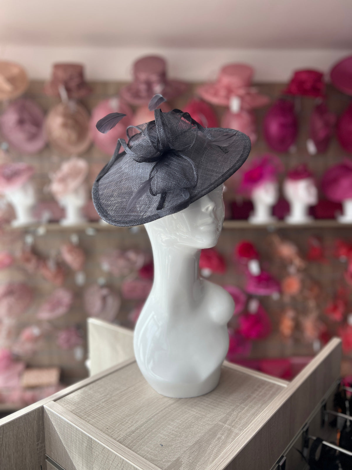 Slate Teardrop Disc Fascinator-Fascinators Direct