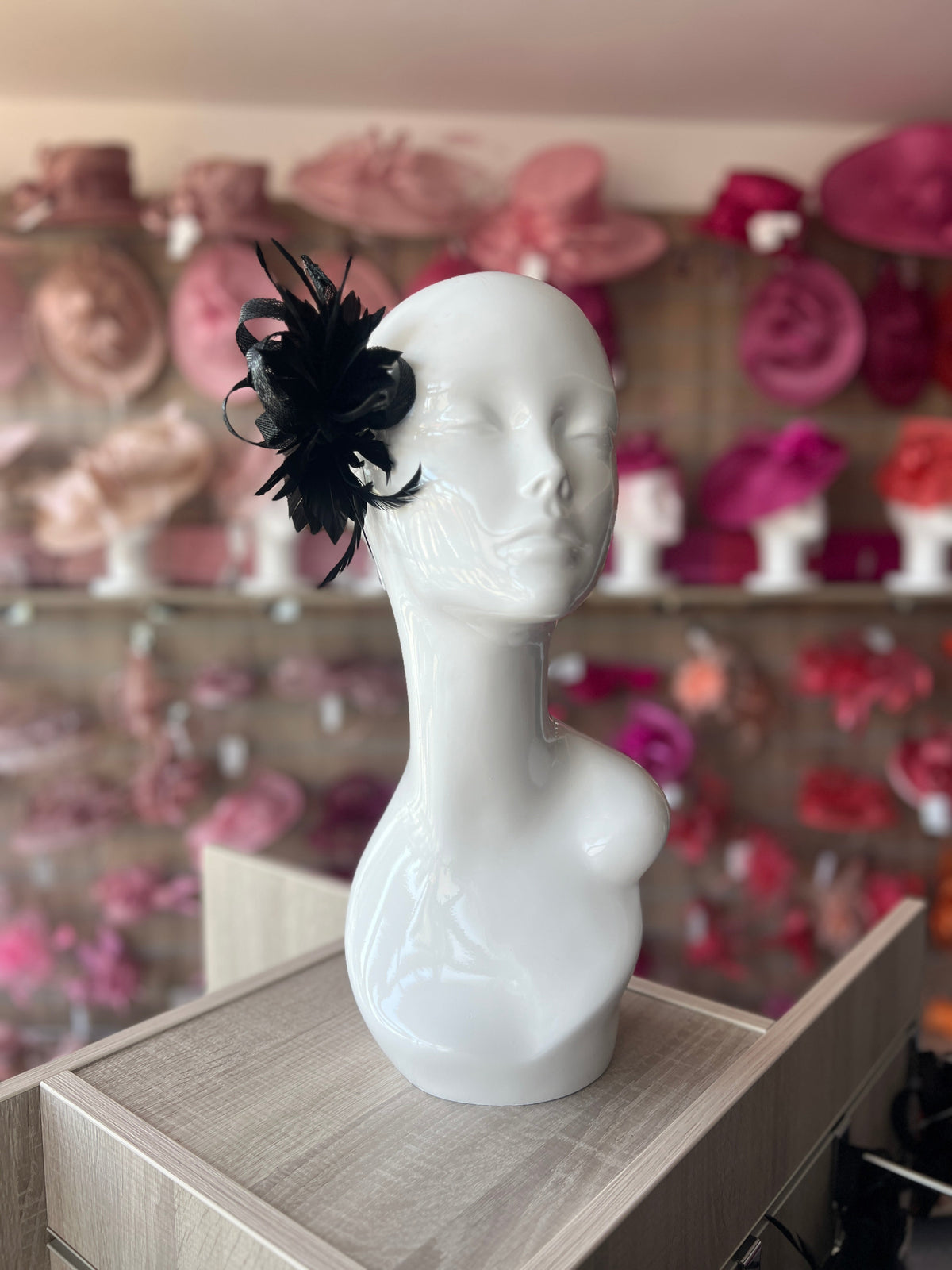 Small Black Fascinator Clip with Feathers &amp; Loops-Fascinators Direct