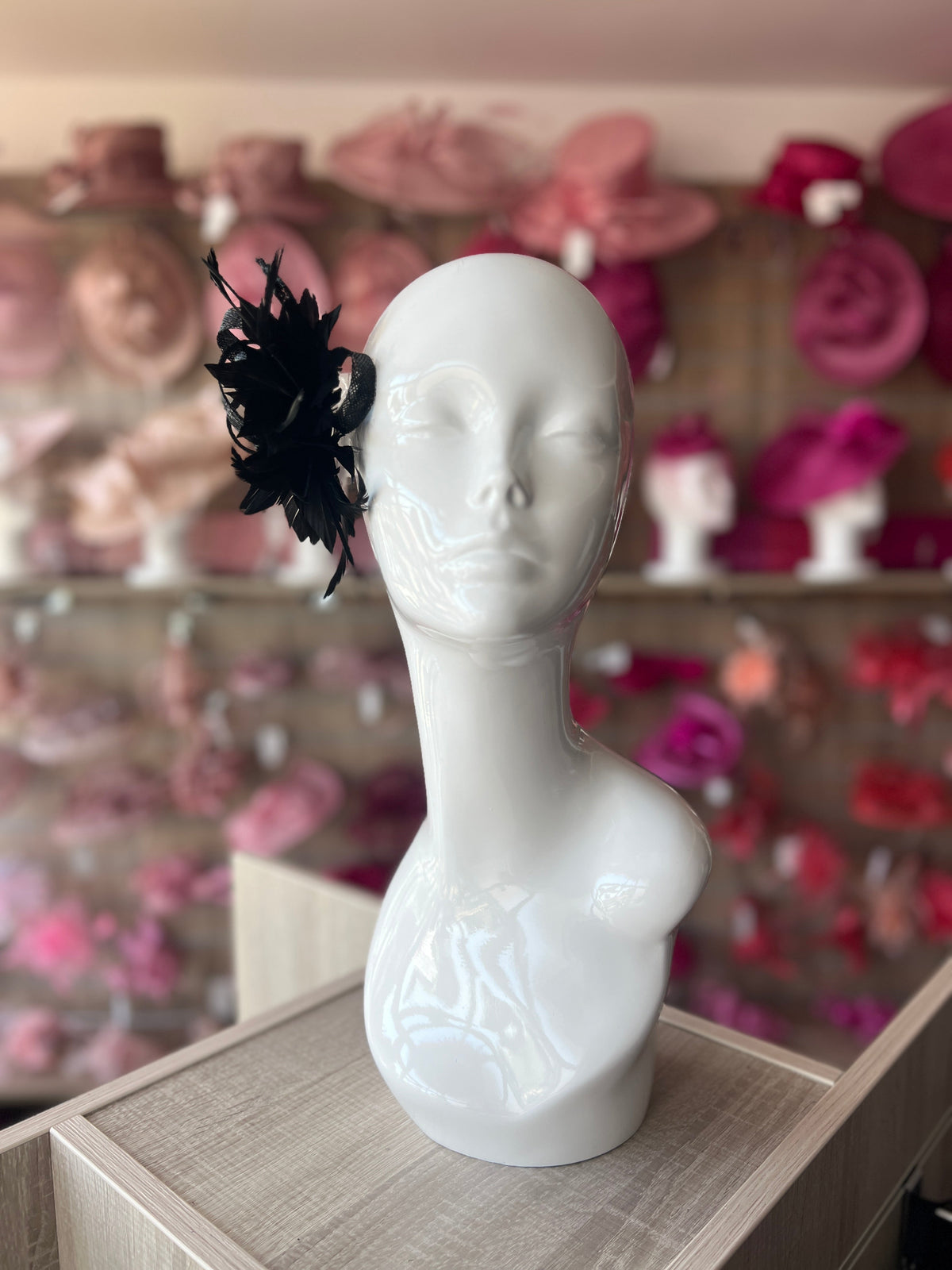 Small Black Fascinator Clip with Feathers &amp; Loops-Fascinators Direct