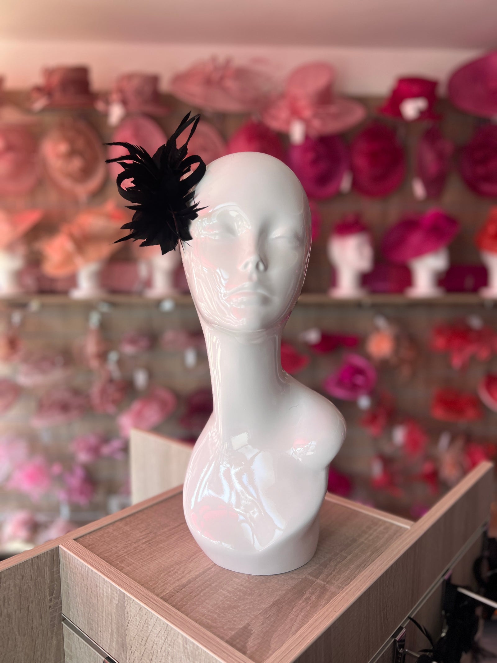 Small Black Fascinator Clip with Feathers & Satin Loops-Fascinators Direct