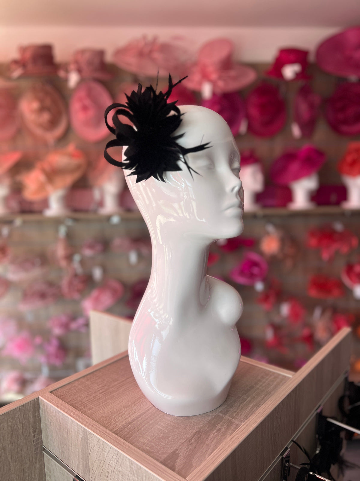 Small Black Fascinator Clip with Feathers &amp; Satin Loops-Fascinators Direct