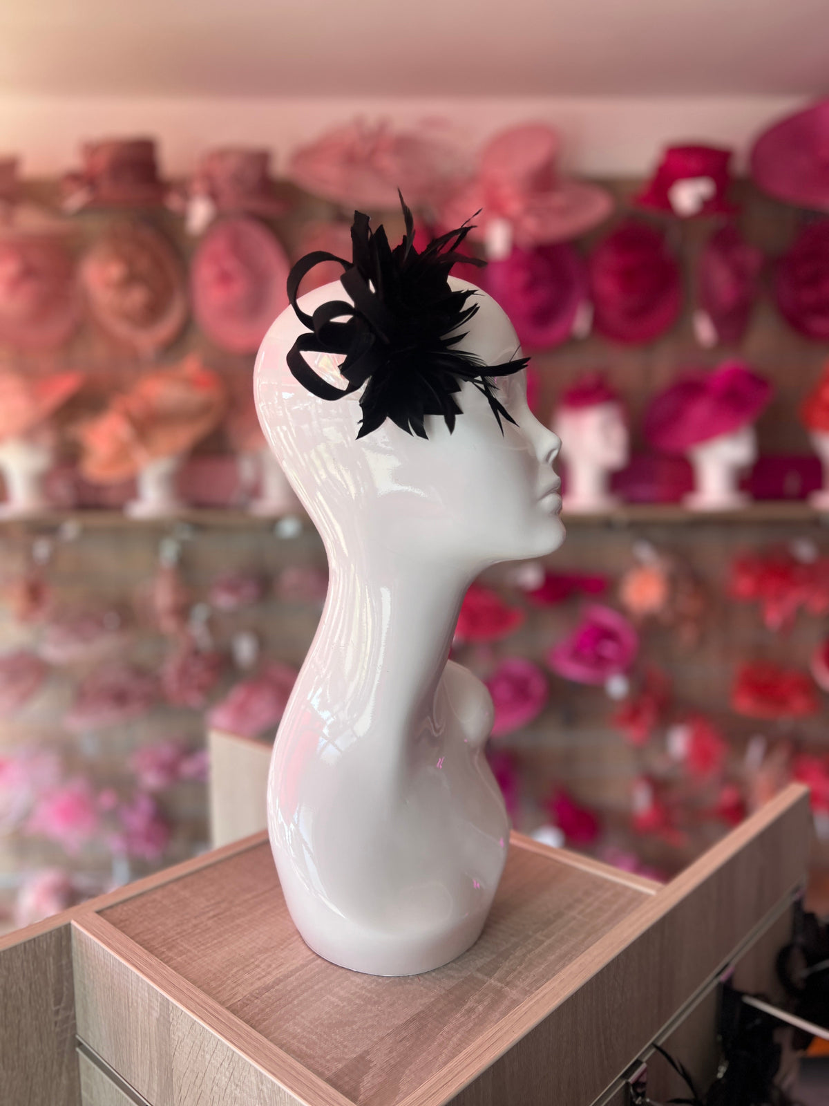 Small Black Fascinator Clip with Feathers &amp; Satin Loops-Fascinators Direct