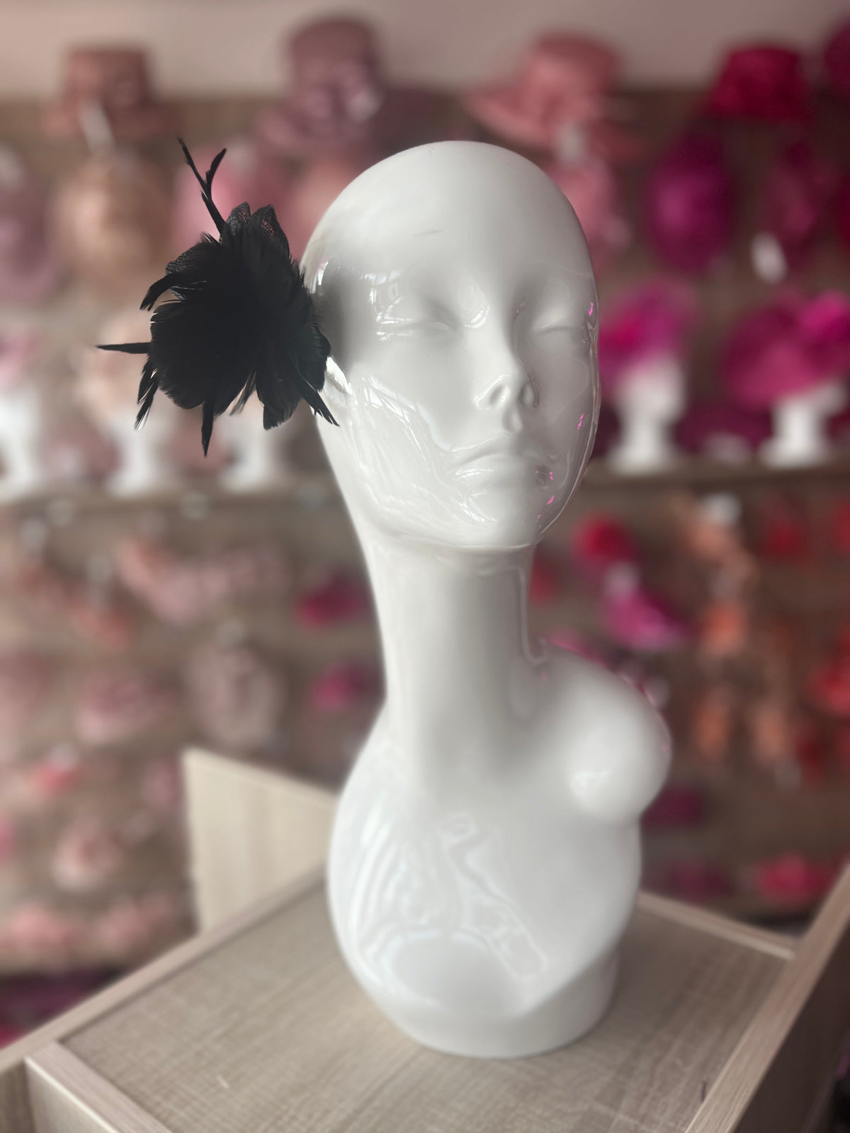 Small Black Fascinator Clip with Feathers &amp; Sinamay Petals-Fascinators Direct