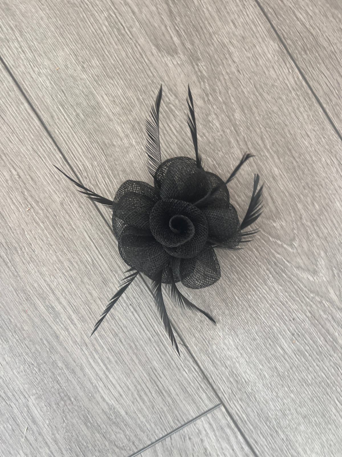 Small Black Flower Fascinator Hair Clip with Feathers-Fascinators Direct