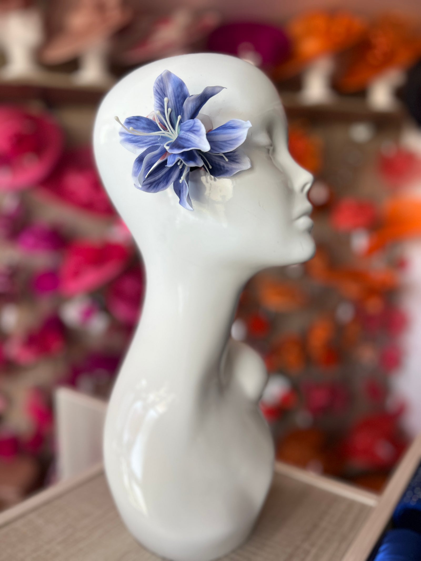 Small Blue Lily Hair Flower Clip-Fascinators Direct