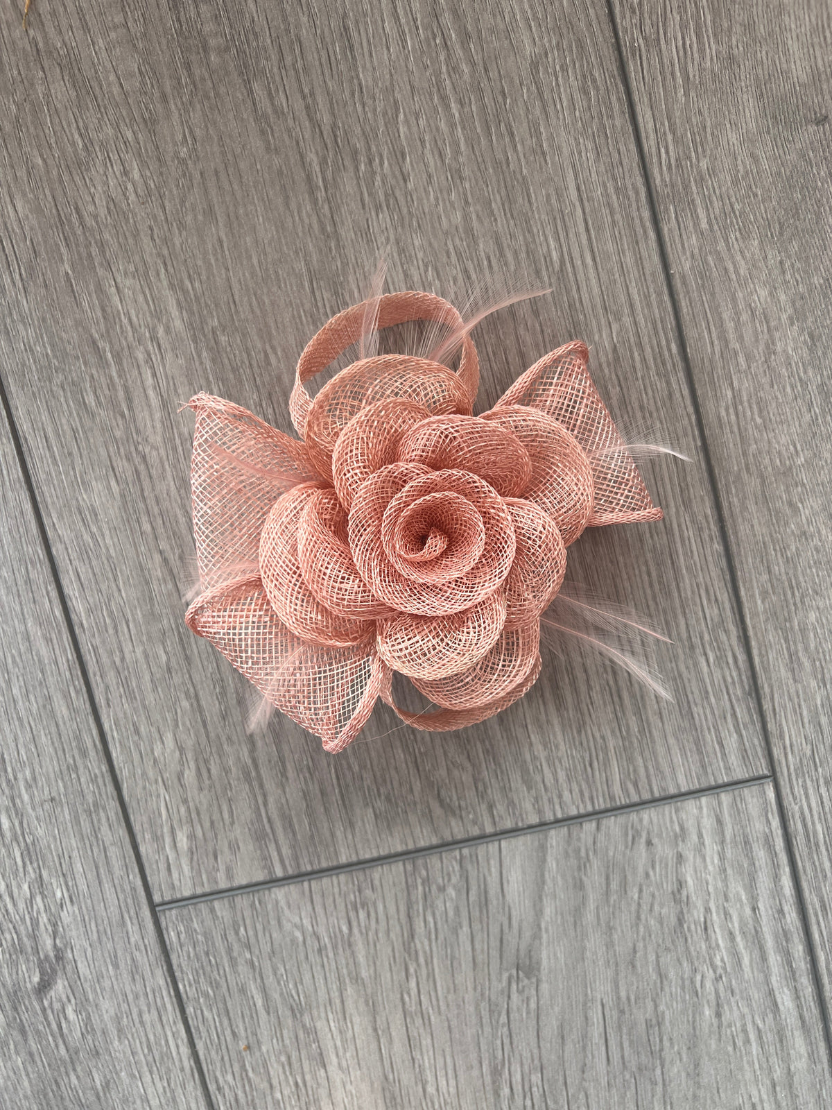 Small Blush Fascinator Clip with Bow &amp; Flower-Fascinators Direct