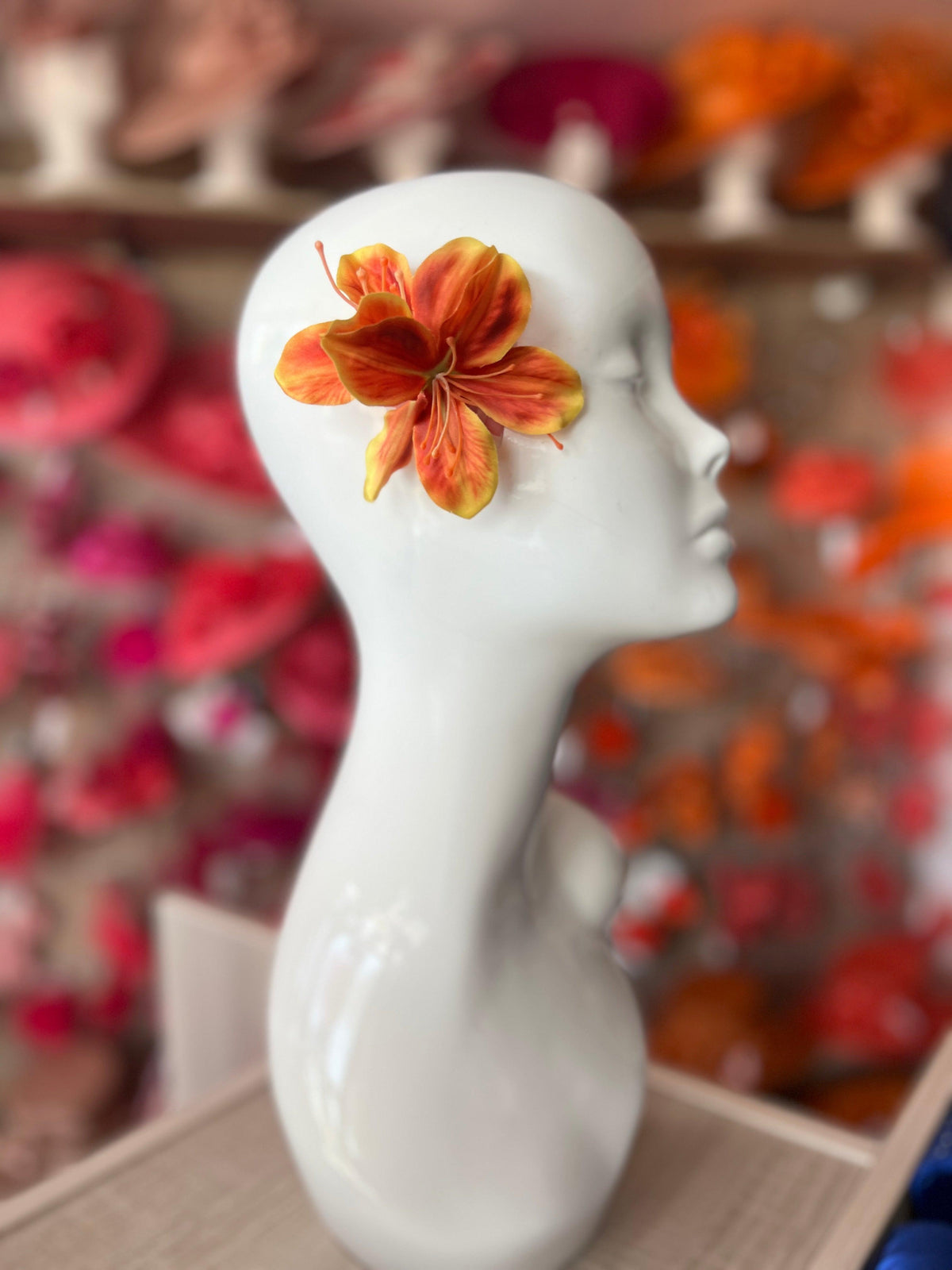 Small Burnt Orange Lily Hair Flower Clip-Fascinators Direct