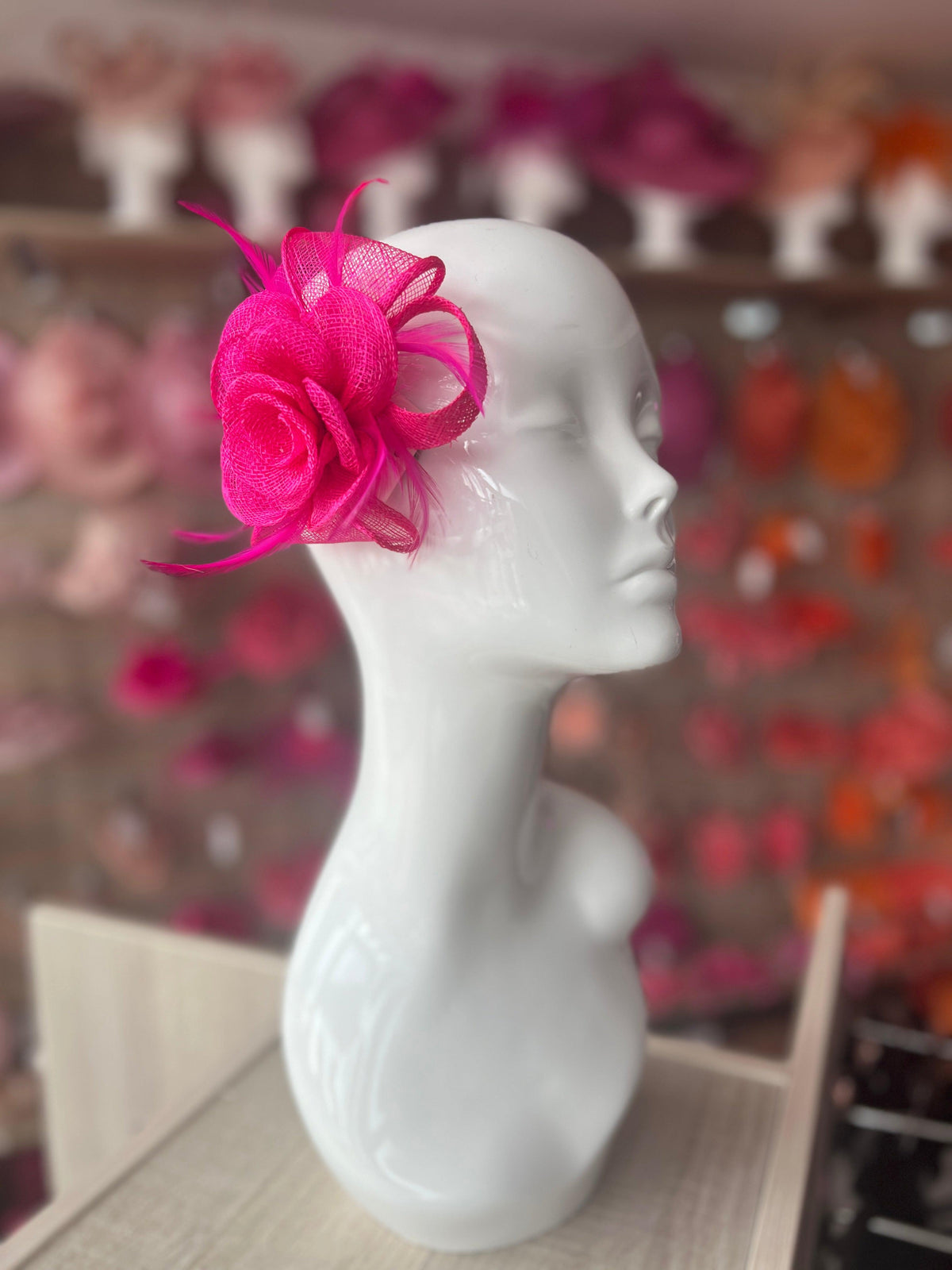 Small Cerise Pink Fascinator Clip with Bow &amp; Flower-Fascinators Direct