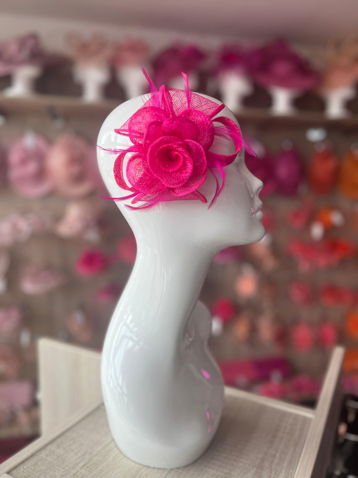 Small Cerise Pink Fascinator Clip with Bow &amp; Flower-Fascinators Direct