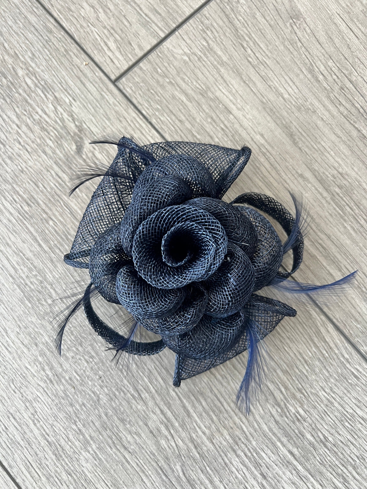 Small Dark Navy Fascinator Clip with Bow &amp; Flower-Fascinators Direct