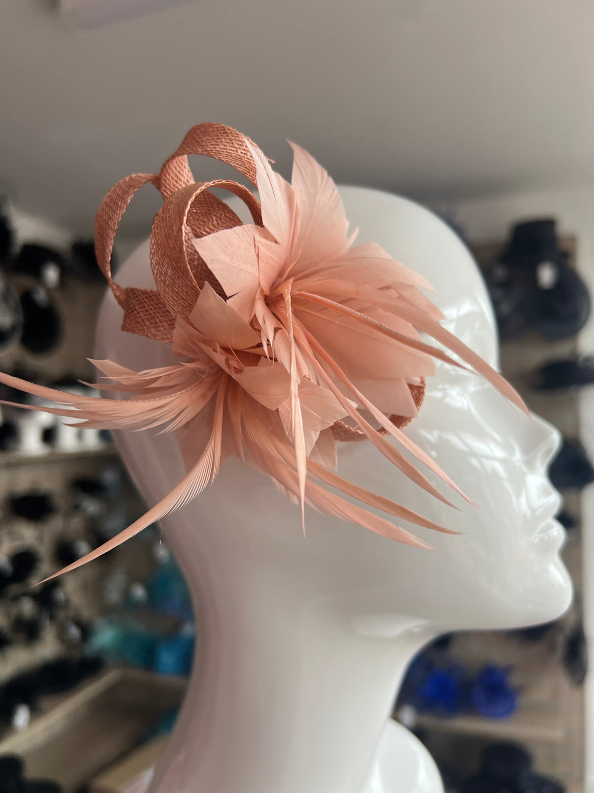 One off piece - Large order Mustard Dark Yellow Blush Pink Dusky Pink Ivory Cream Rose Flower Teardrop Fascinator Hat Races Wedding Floral u11009