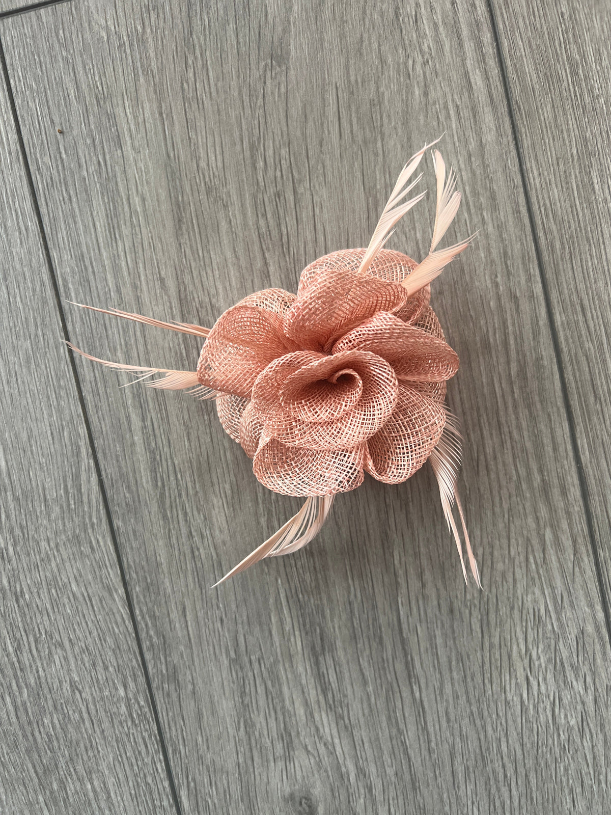 Small Dusky Pink Flower Fascinator Hair Clip with Feathers-Fascinators Direct