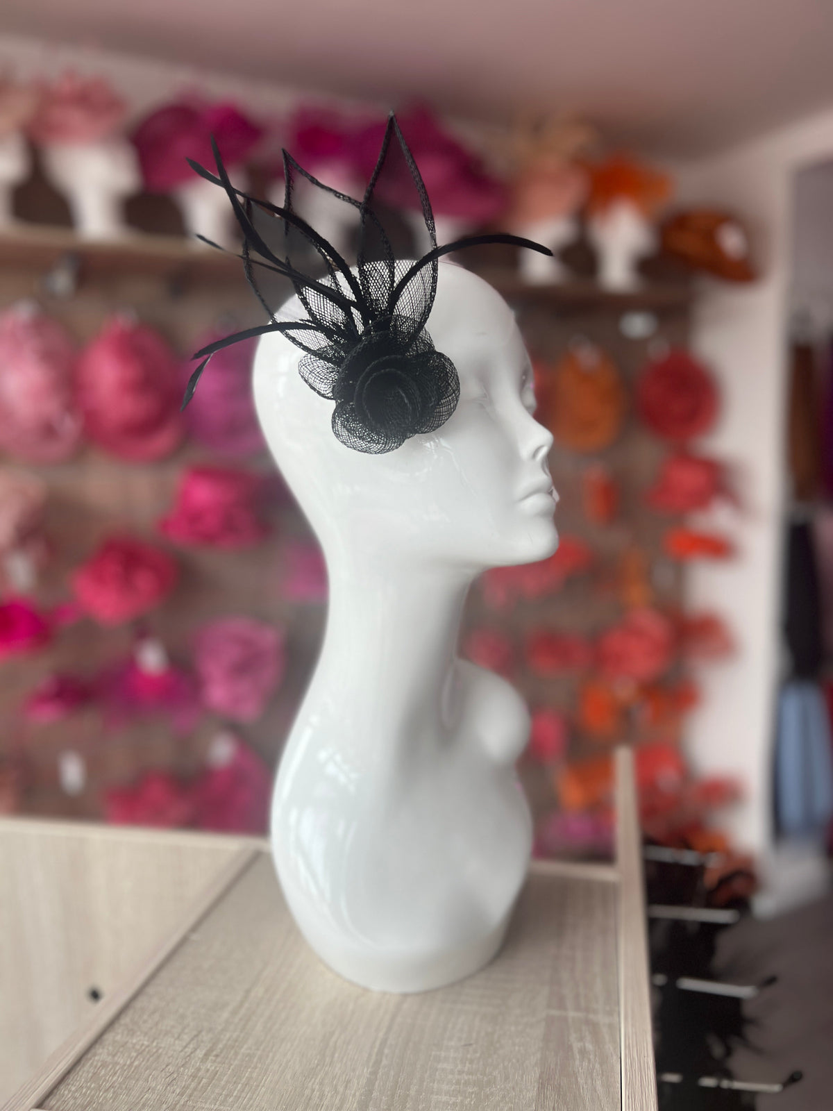 Small Flower Black Hair Clip Fascinator-Fascinators Direct