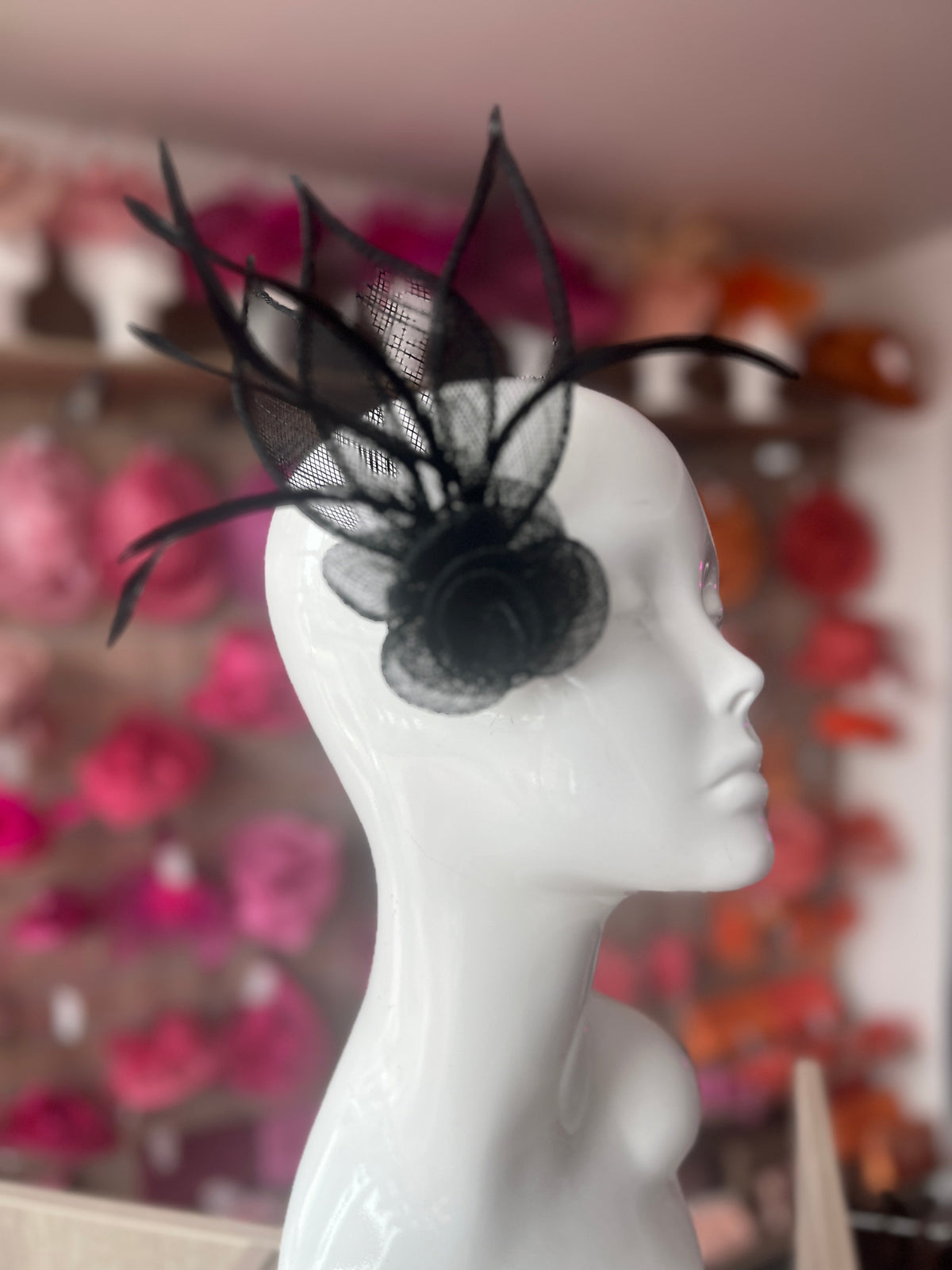 Small Flower Black Hair Clip Fascinator-Fascinators Direct