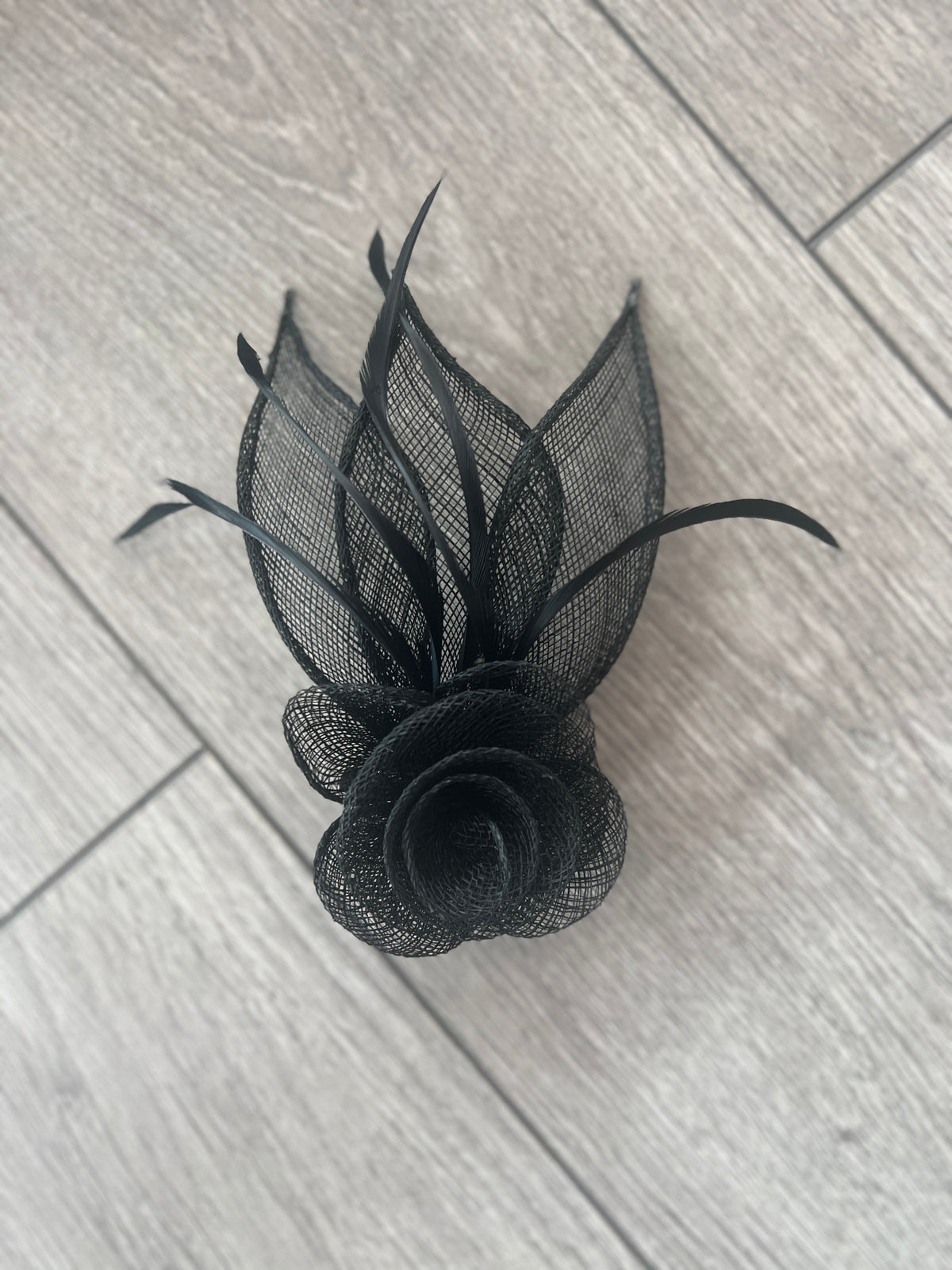 Small Flower Black Hair Clip Fascinator-Fascinators Direct