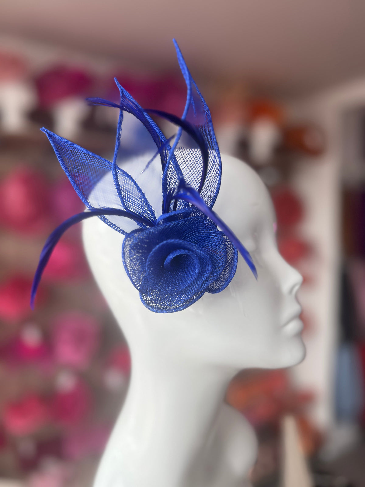 Small Flower Cobalt Blue Hair Clip Fascinator-Fascinators Direct