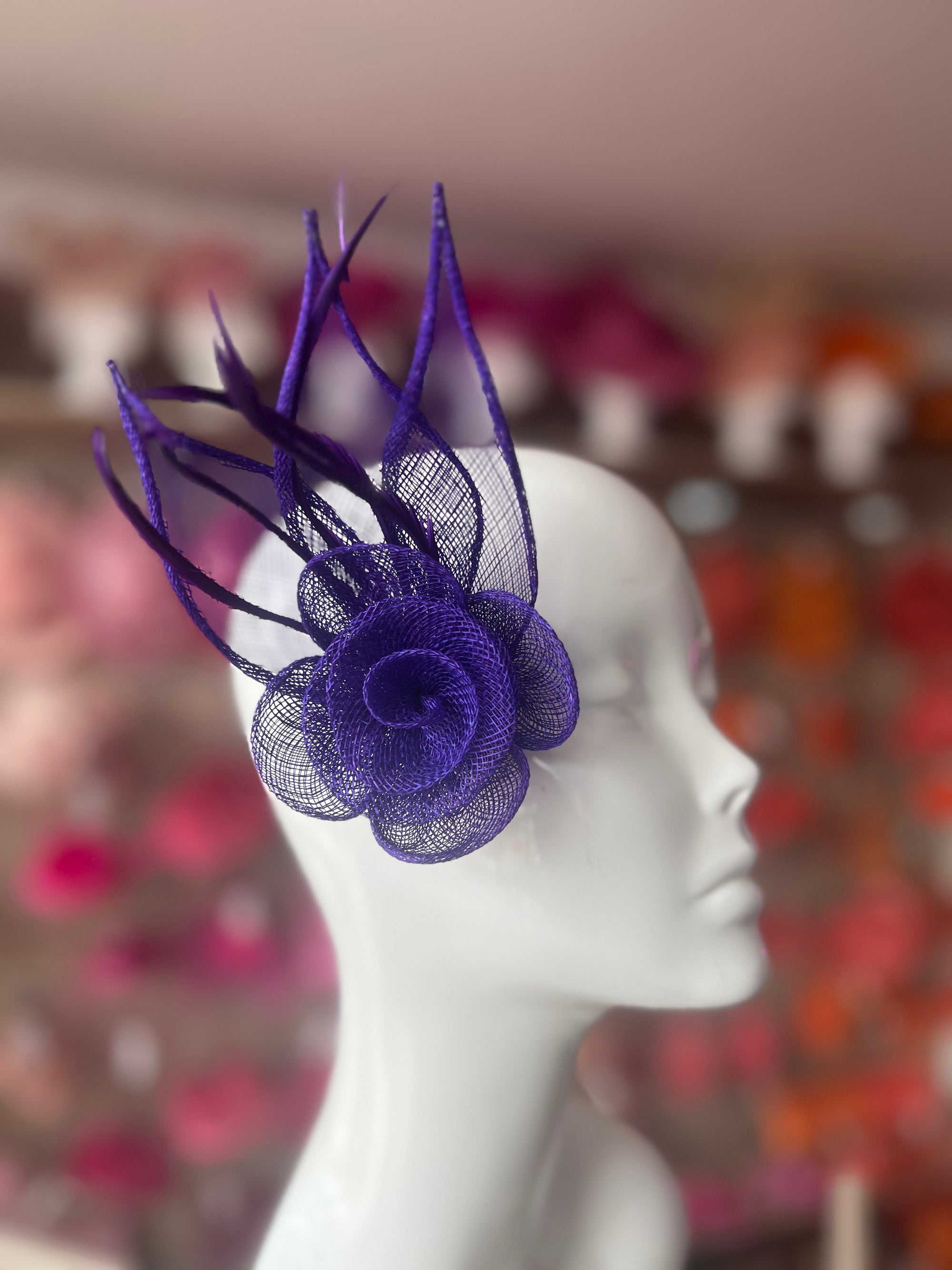 Small Flower Purple Hair Clip Fascinator-Fascinators Direct