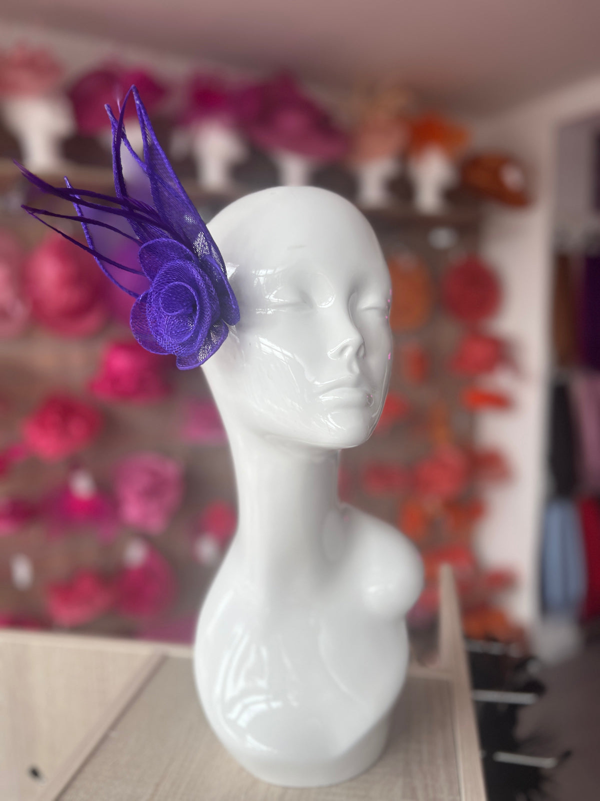 Small Flower Purple Hair Clip Fascinator-Fascinators Direct