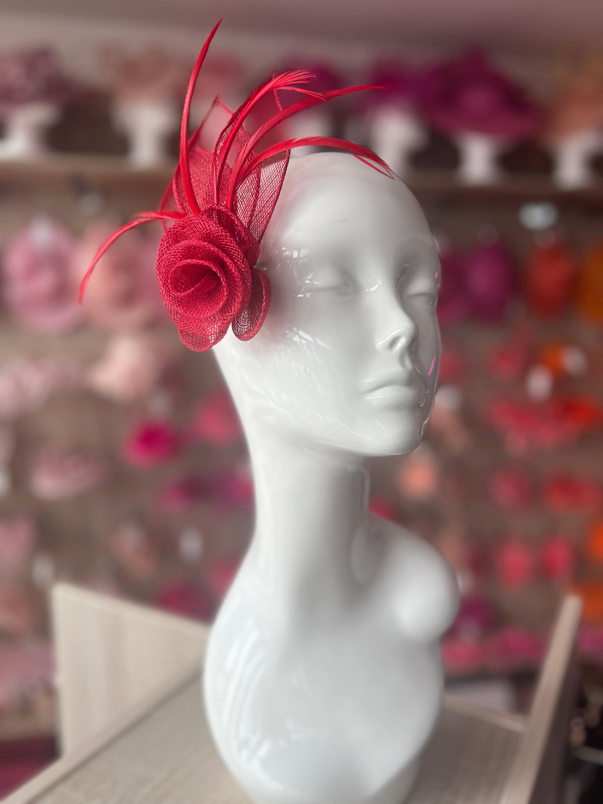 Small Flower Red Hair Clip Fascinator-Fascinators Direct