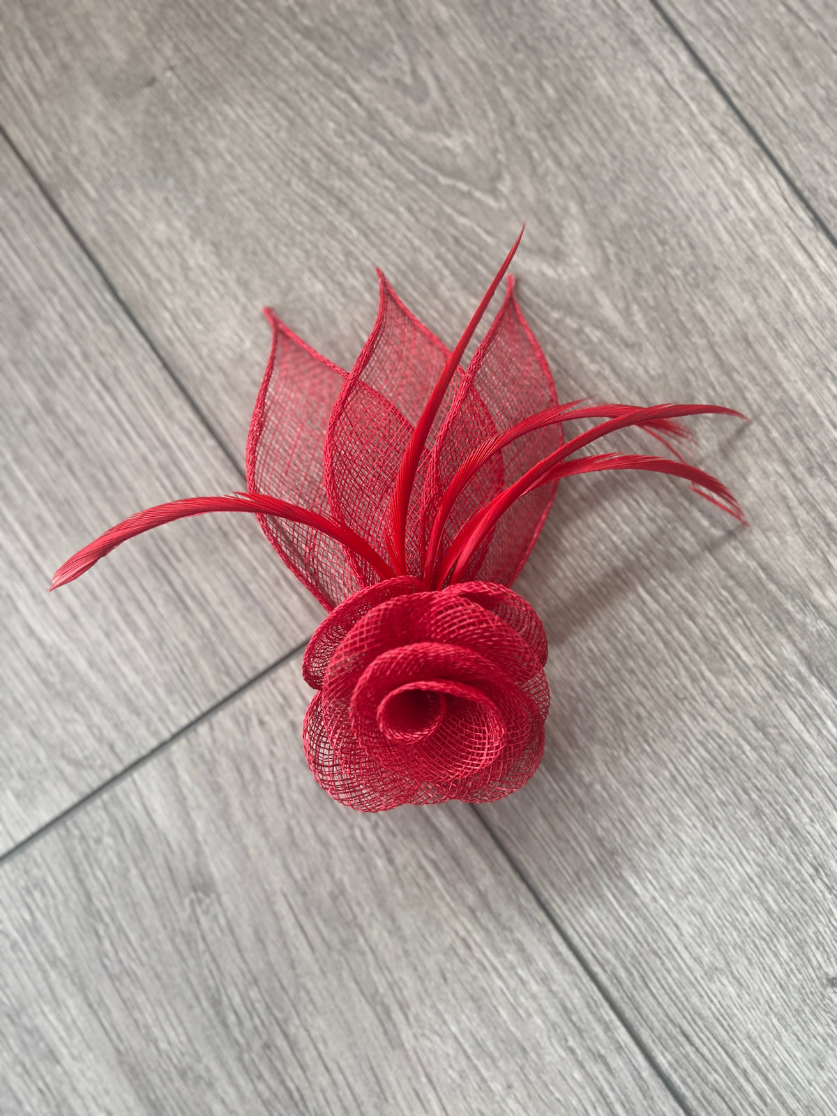 Small Flower Red Hair Clip Fascinator-Fascinators Direct