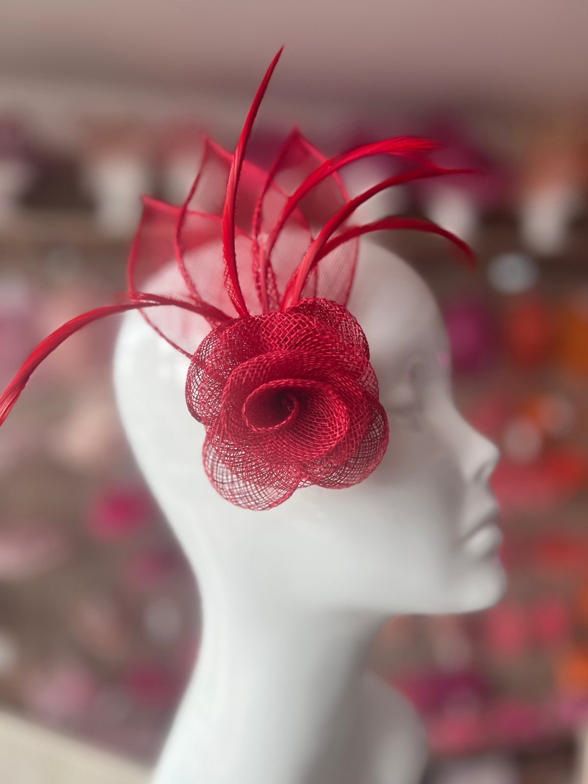 Small Flower Red Hair Clip Fascinator-Fascinators Direct