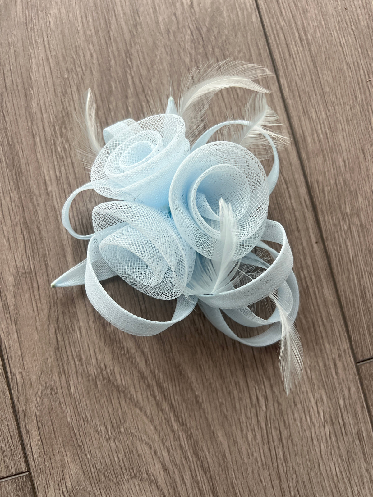 Small Fluted Crinoline Hair Fascinator Pale Blue-Fascinators Direct