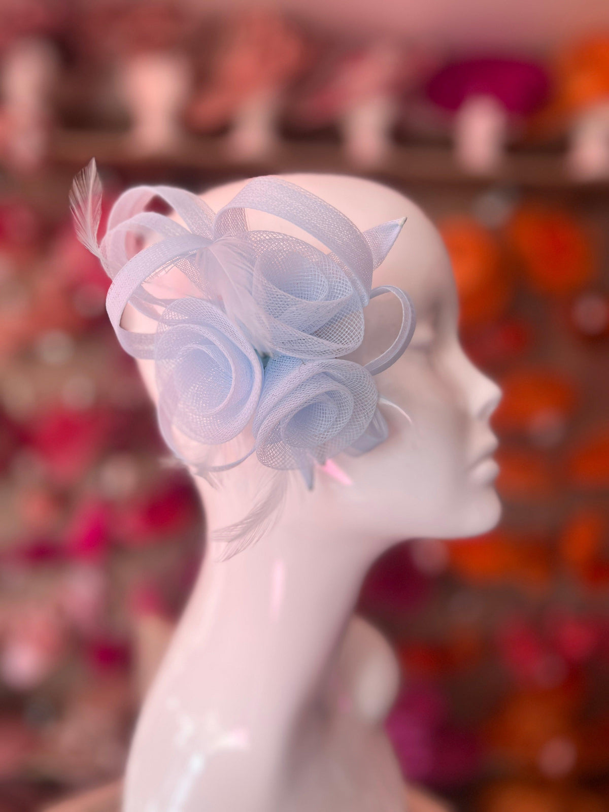 Small Fluted Crinoline Hair Fascinator Pale Blue-Fascinators Direct
