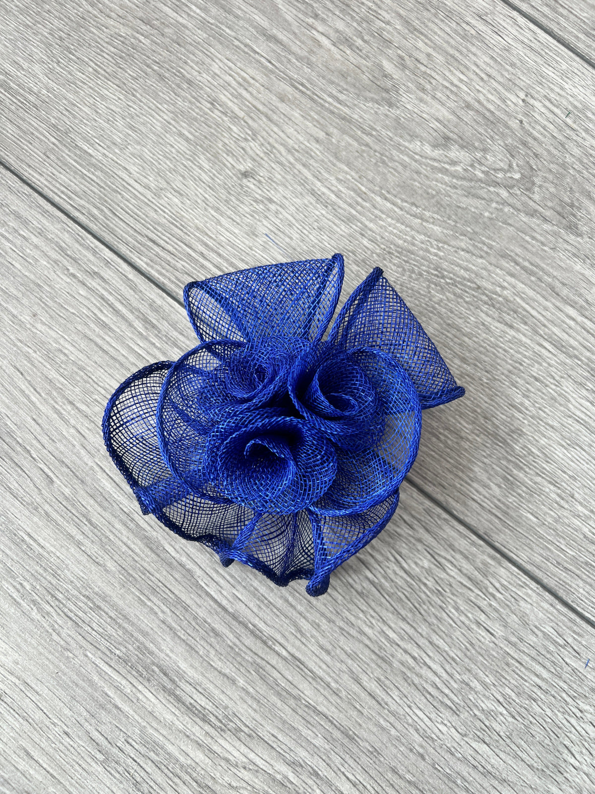 Small Fluted Sinamay Blue Hair Fascinator Clip-Fascinators Direct