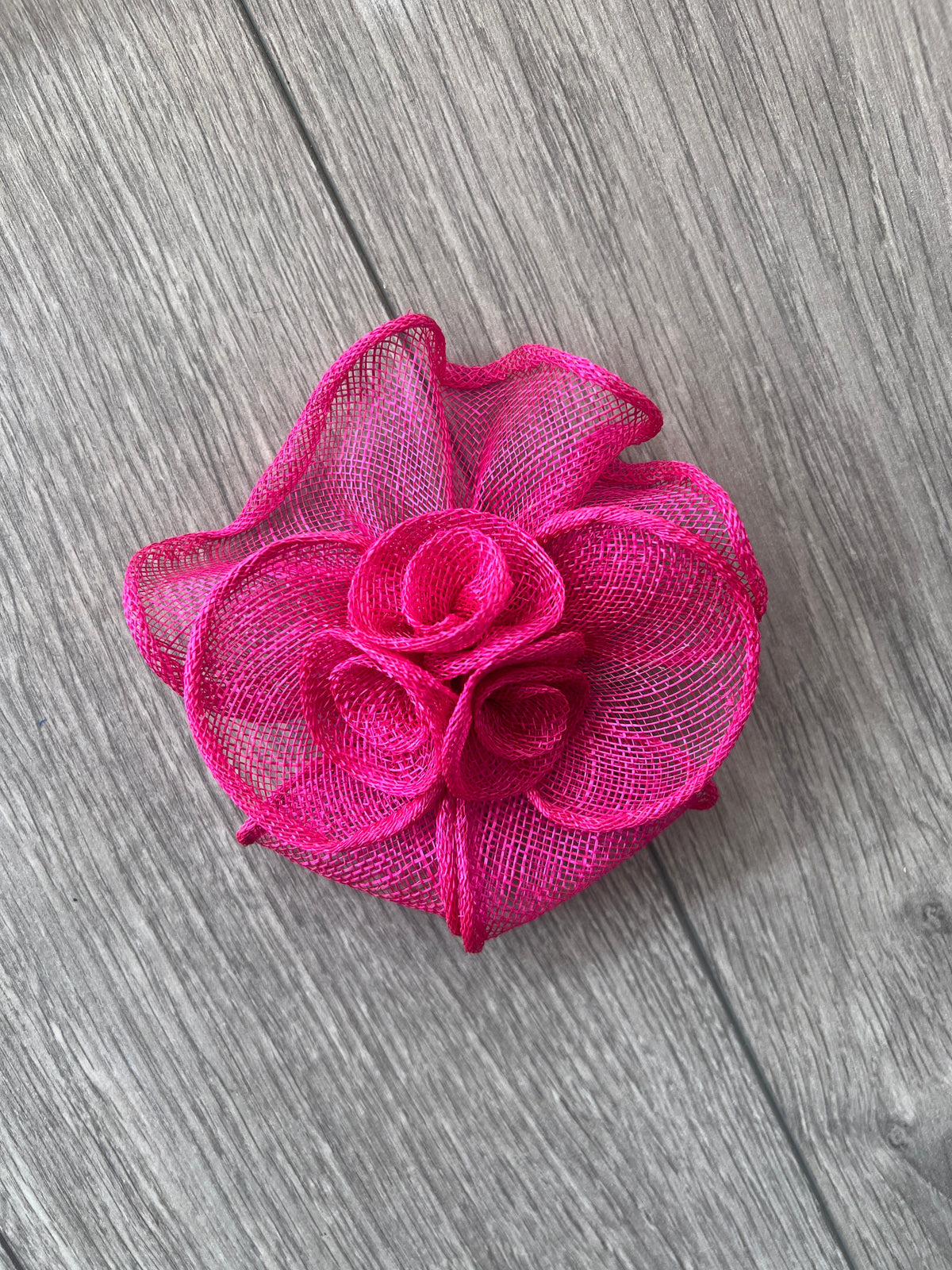 Small Fluted Sinamay Fuchsia Hair Fascinator Clip-Fascinators Direct