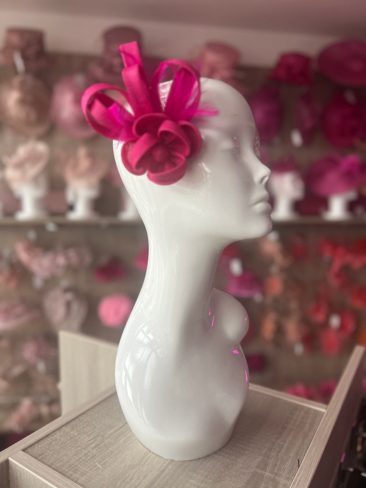 Small Fuchsia Flower Fascinator Clip with Feathers-Fascinators Direct