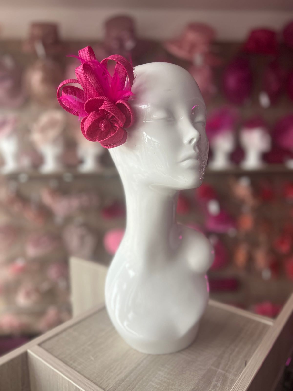 Small Fuchsia Flower Fascinator Clip with Feathers-Fascinators Direct
