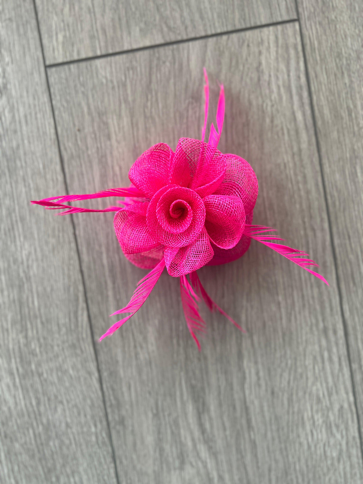 Small Fuchsia Flower Fascinator Hair Clip with Feathers-Fascinators Direct