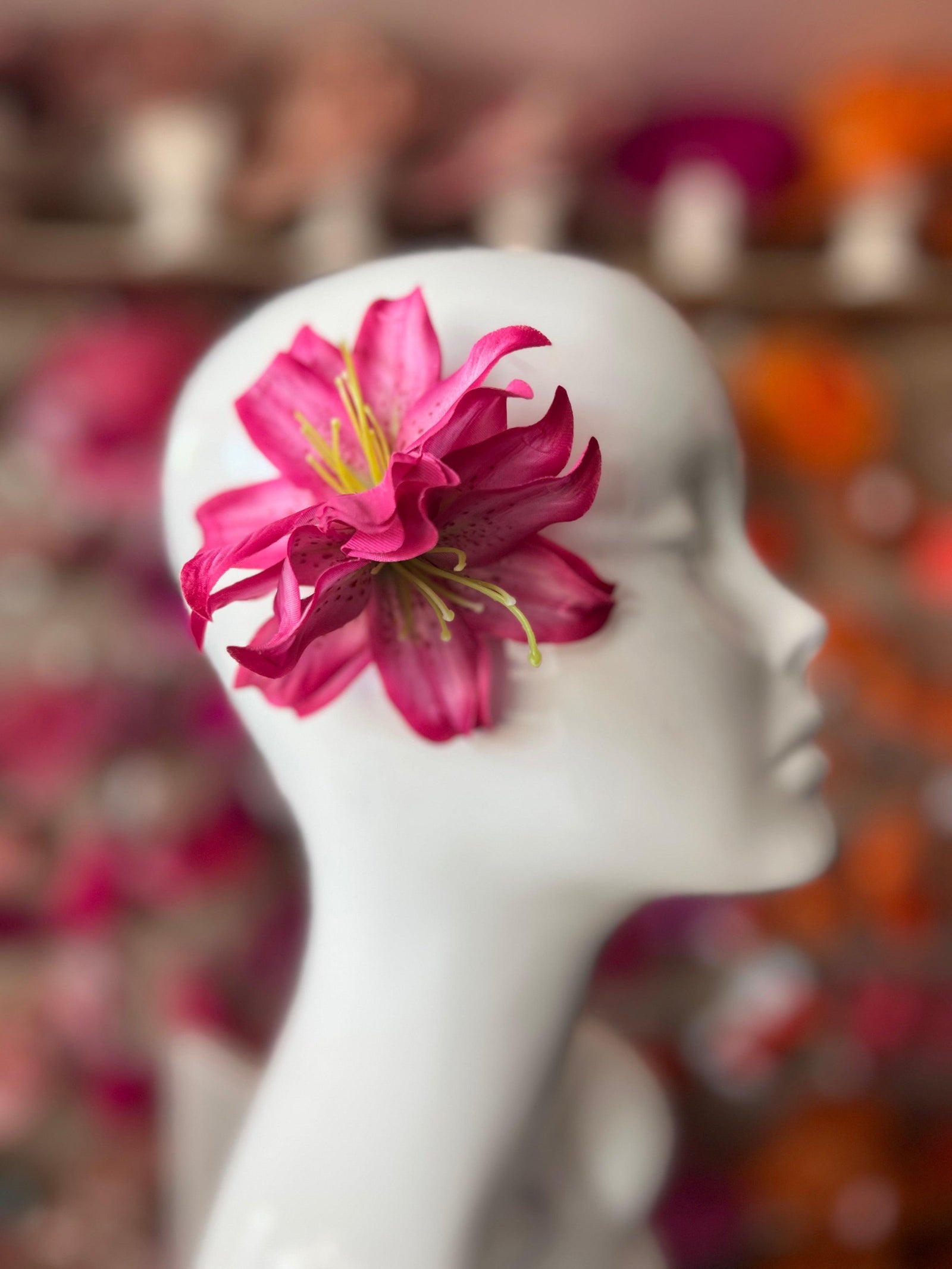 Small Fuchsia Lily Hair Flower Clip-Fascinators Direct