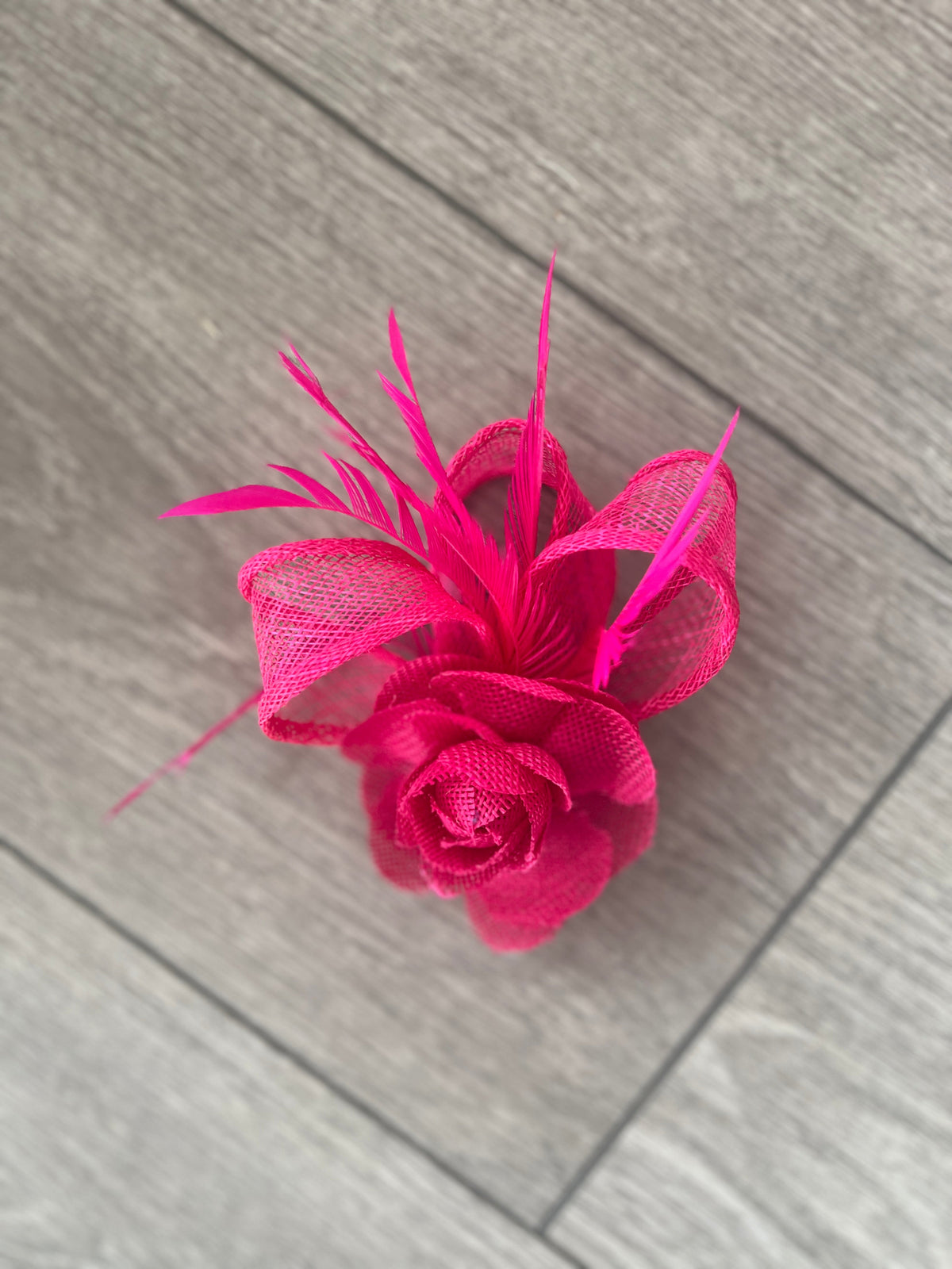 Small Fuchsia Rose Flower Fascinator Clip with Feathers-Fascinators Direct