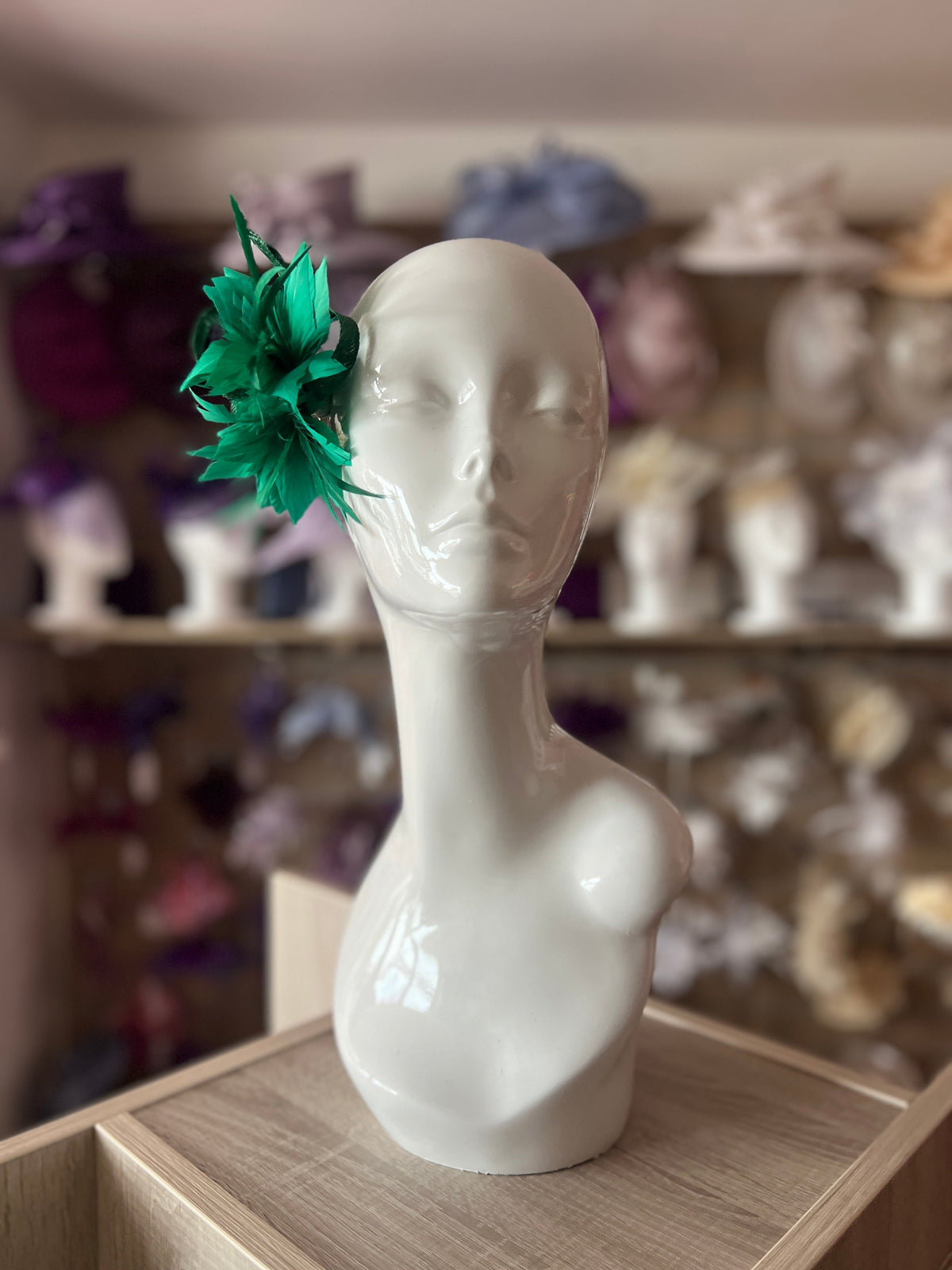 Small Green Fascinator Clip with Feathers &amp; Loops-Fascinators Direct