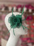 Small Green Flower Fascinator Hair Clip with Feathers-Fascinators Direct