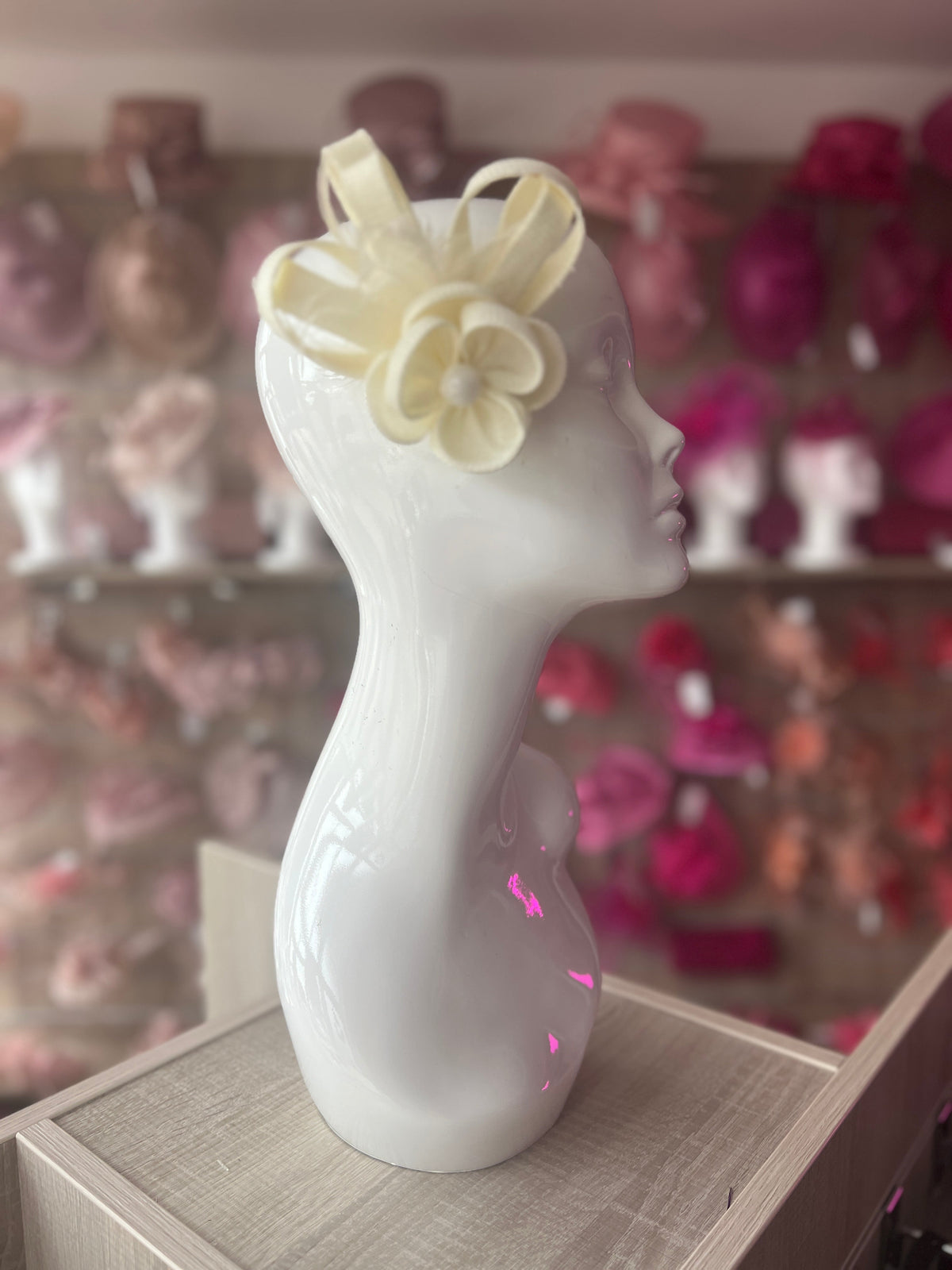Small Ivory Flower Fascinator Clip with Feathers-Fascinators Direct