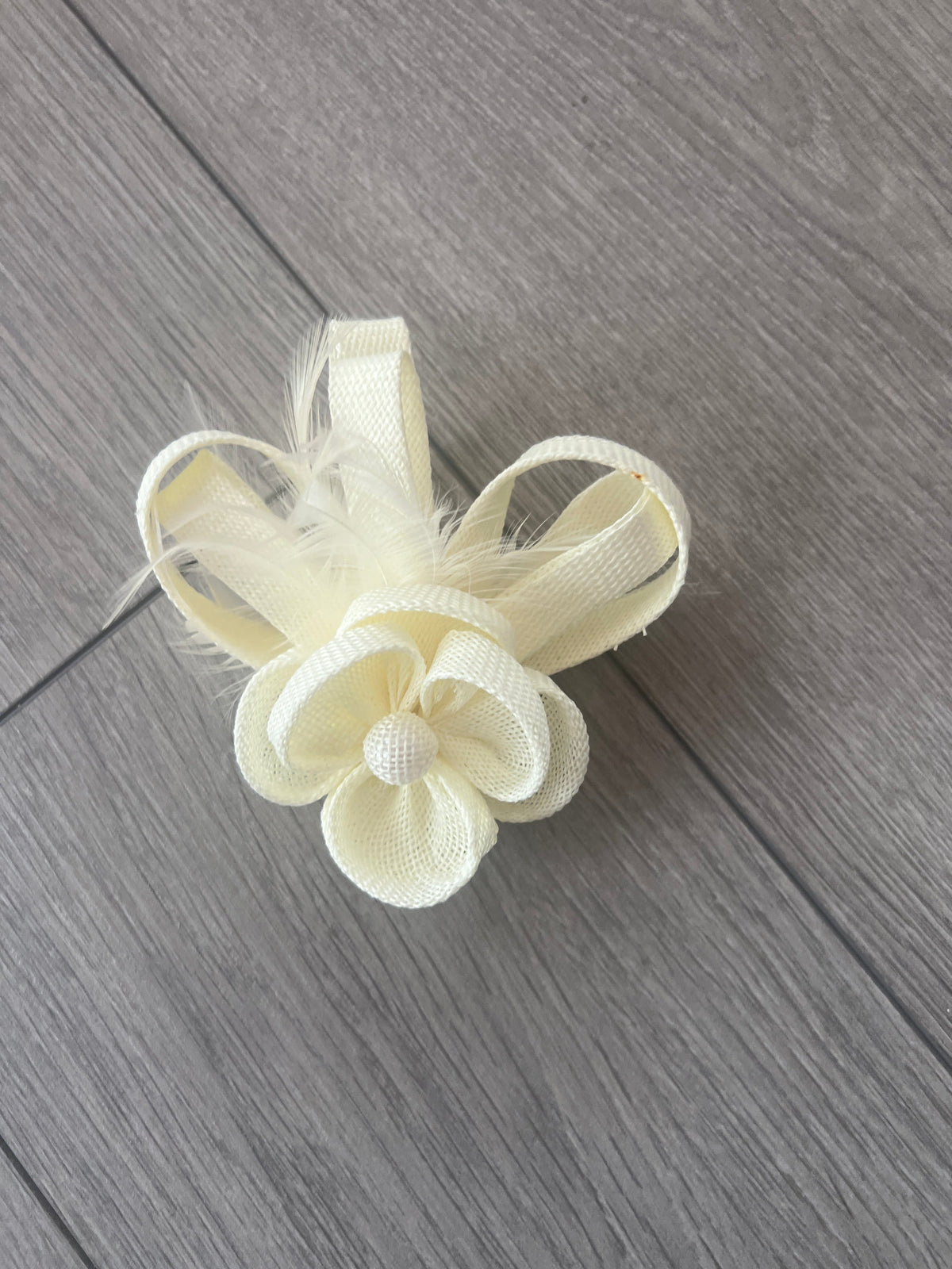 Small Ivory Flower Fascinator Clip with Feathers-Fascinators Direct