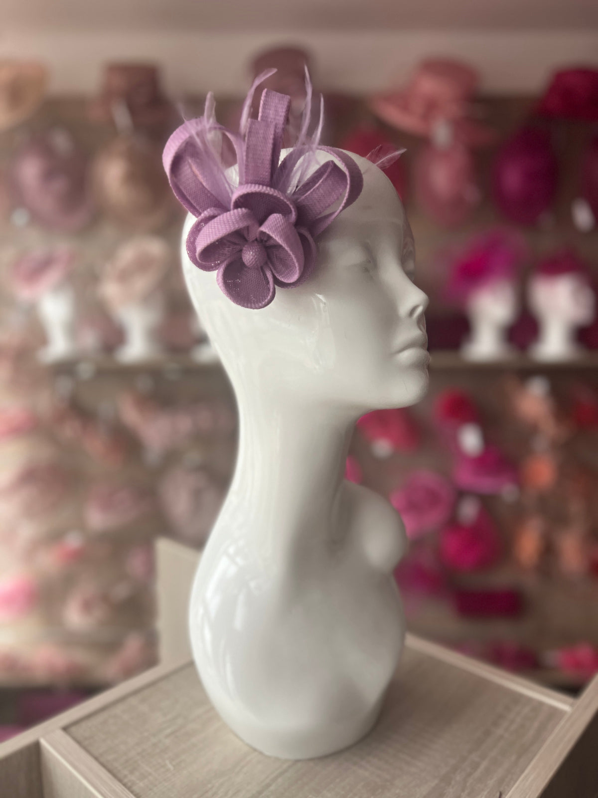 Small Lilac Flower Fascinator Clip with Feathers-Fascinators Direct