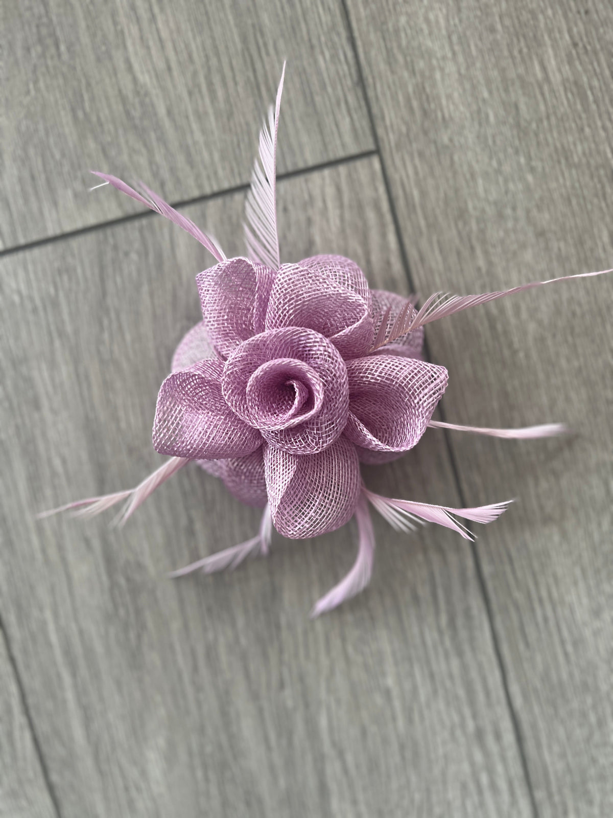 Small Lilac Flower Fascinator Hair Clip with Feathers-Fascinators Direct