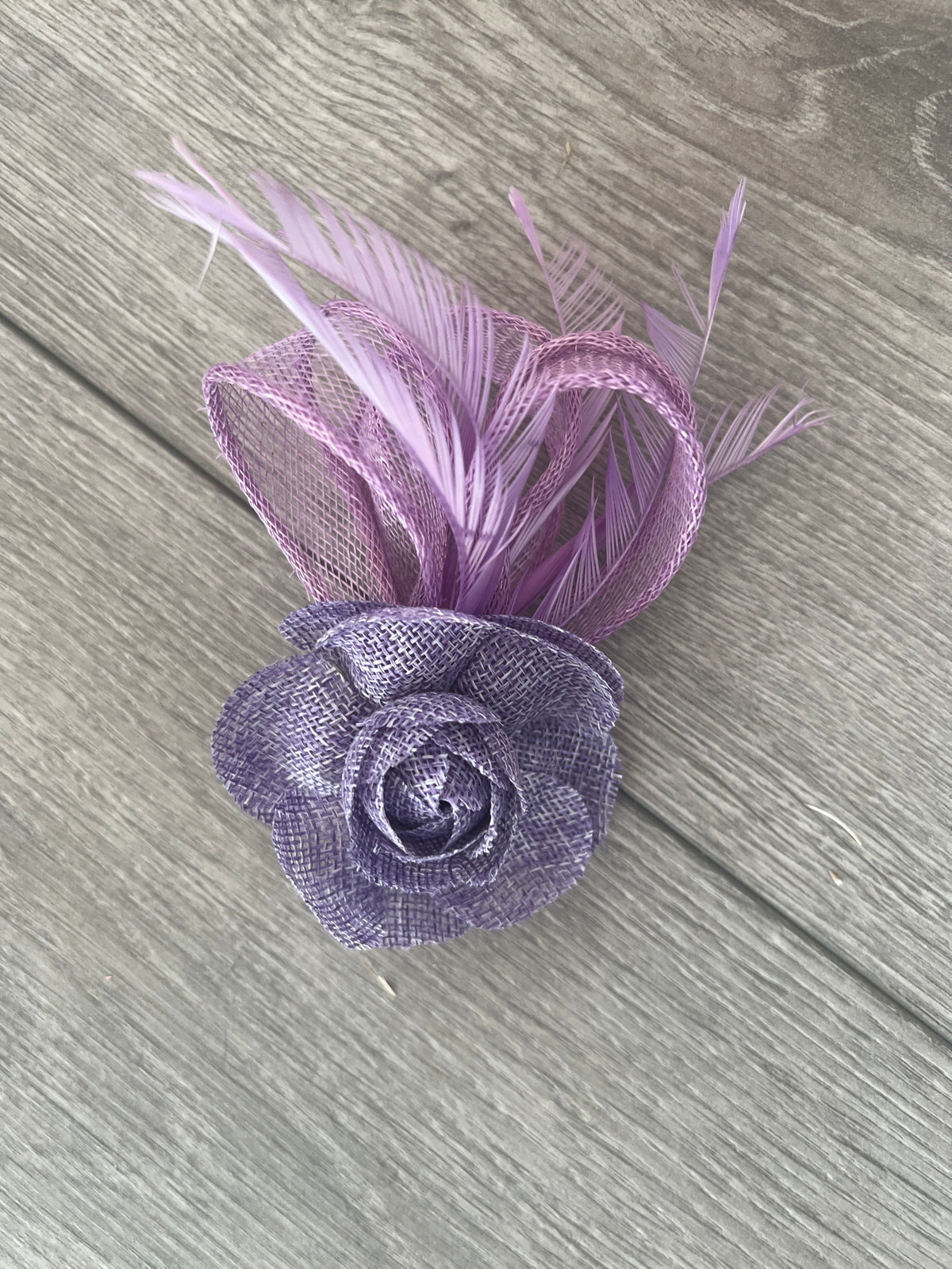 Small Lilac Rose Flower Fascinator Clip with Feathers-Fascinators Direct