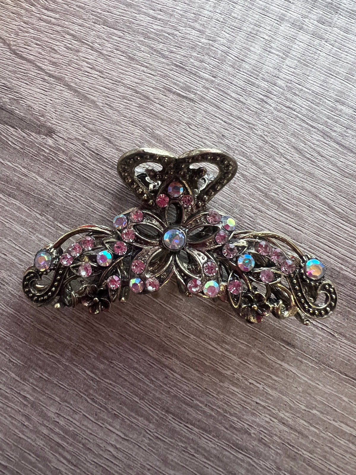 Small Metal Gold Flower AB Diamante Hair Claw-Fascinators Direct