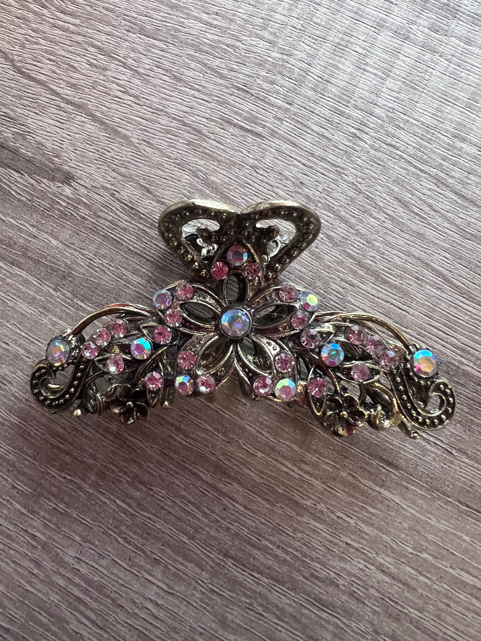 Small Metal Gold Flower AB Diamante Hair Claw-Fascinators Direct