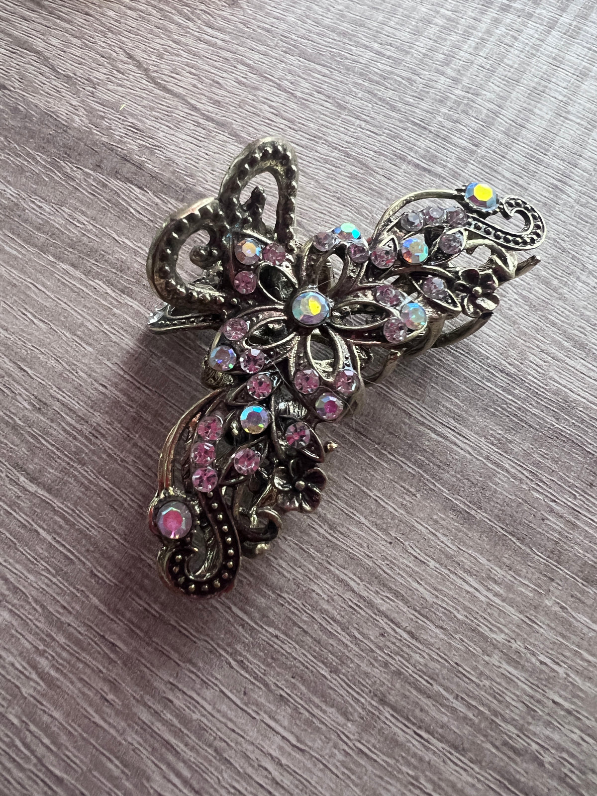 Small Metal Gold Flower AB Diamante Hair Claw-Fascinators Direct