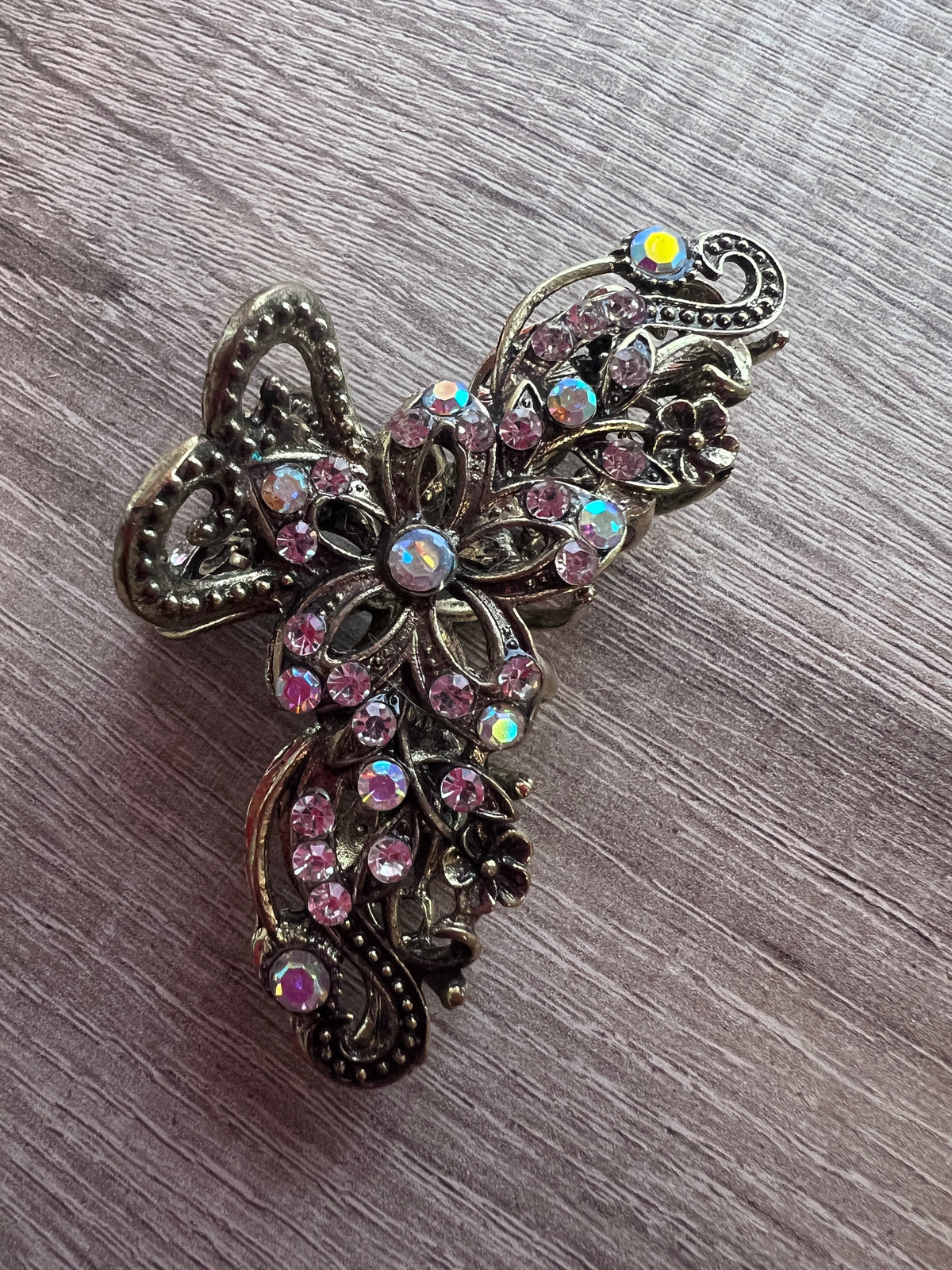 Small Metal Gold Flower AB Diamante Hair Claw-Fascinators Direct