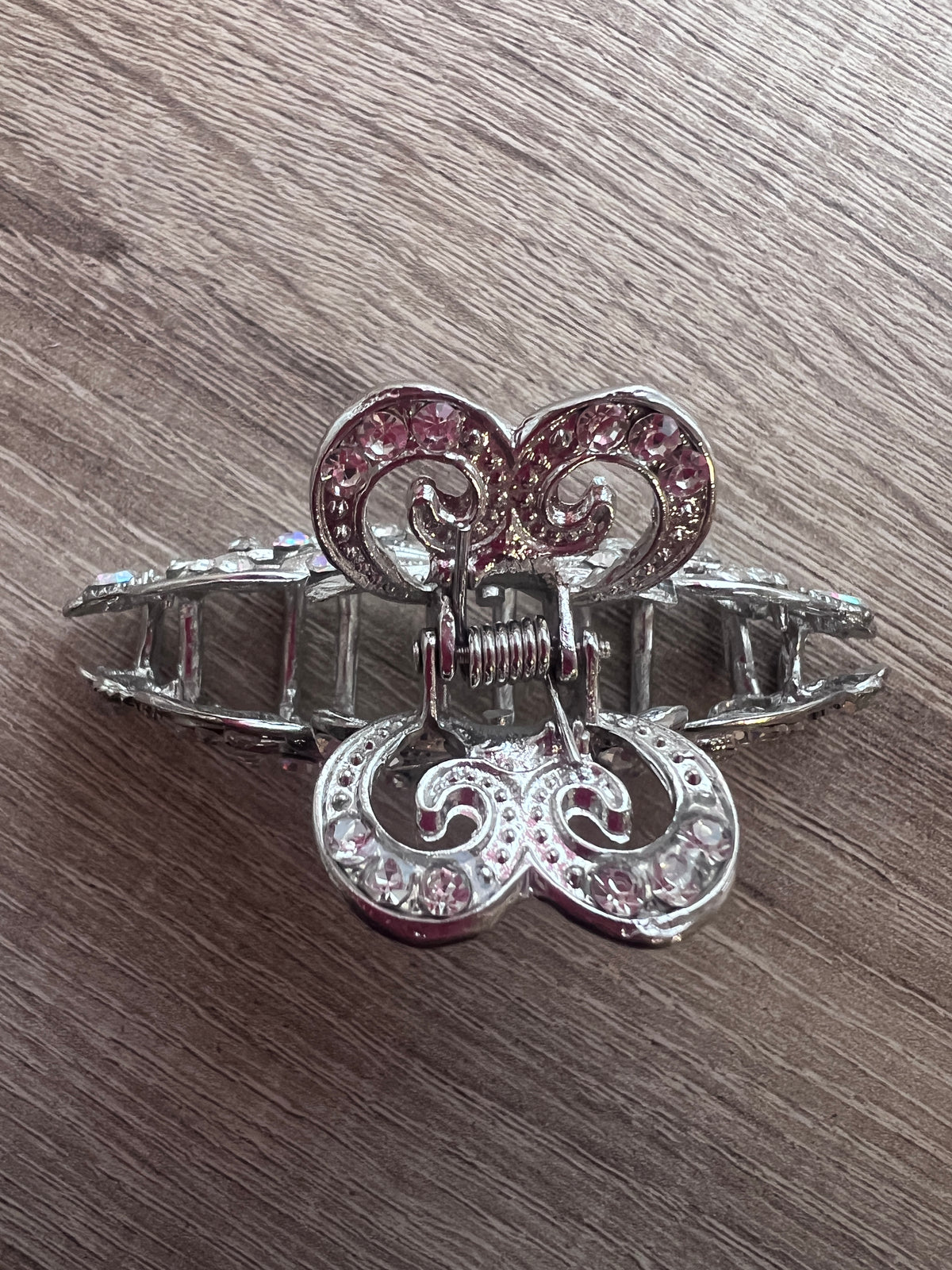 Small Metal Silver Flower AB Diamante Hair Claw-Fascinators Direct